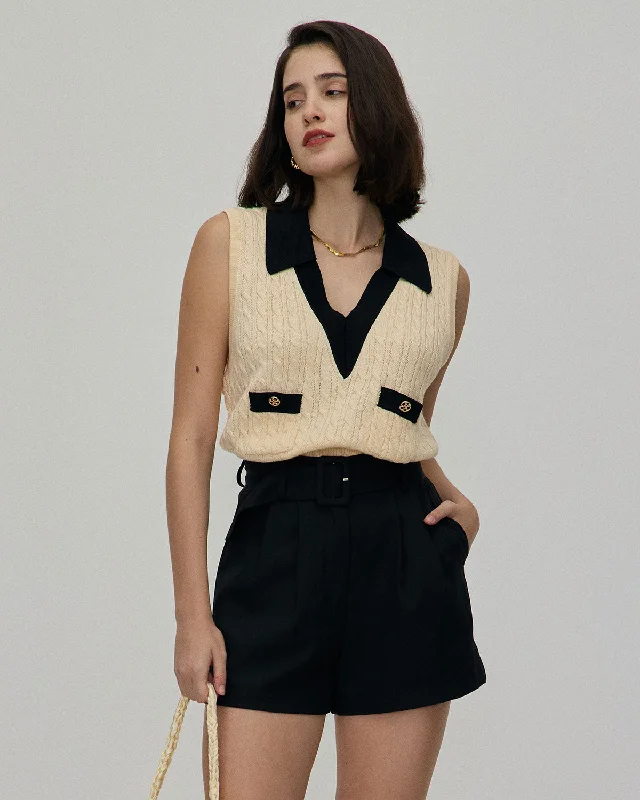 The Apricot Collared Colorblock Knit Tank Top