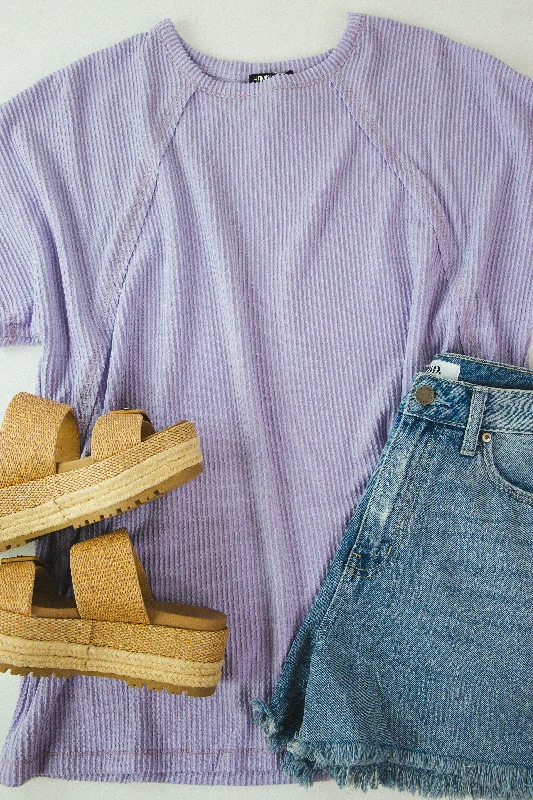 Lila Dolman Sleeve Ribbed Top, Lavender | Plus Size