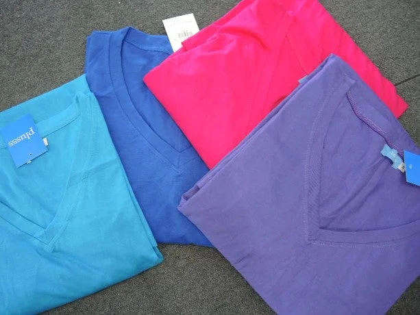 Plusss Long Length V neck T Shirt (Many Colours)