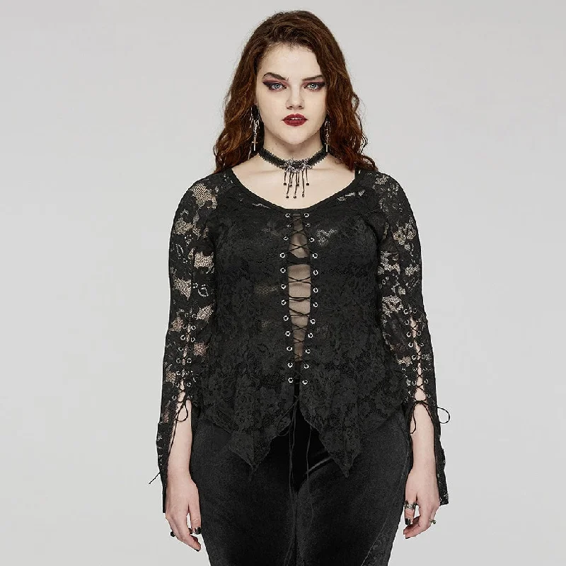 Women's Plus Size Gothic Irregular Lace-up Lace Top