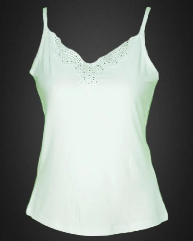 Embroidered Camisole For Women - Adjustable Straps - Color White - 2814