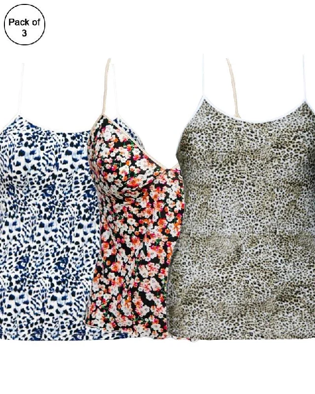 Pack of 3 Flowers Printed Fancy Casual Wear Camisole