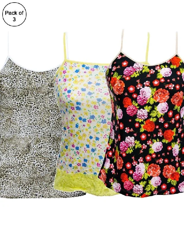 Pack of 3 Flowers Printed Fancy Casual Wear Camisole