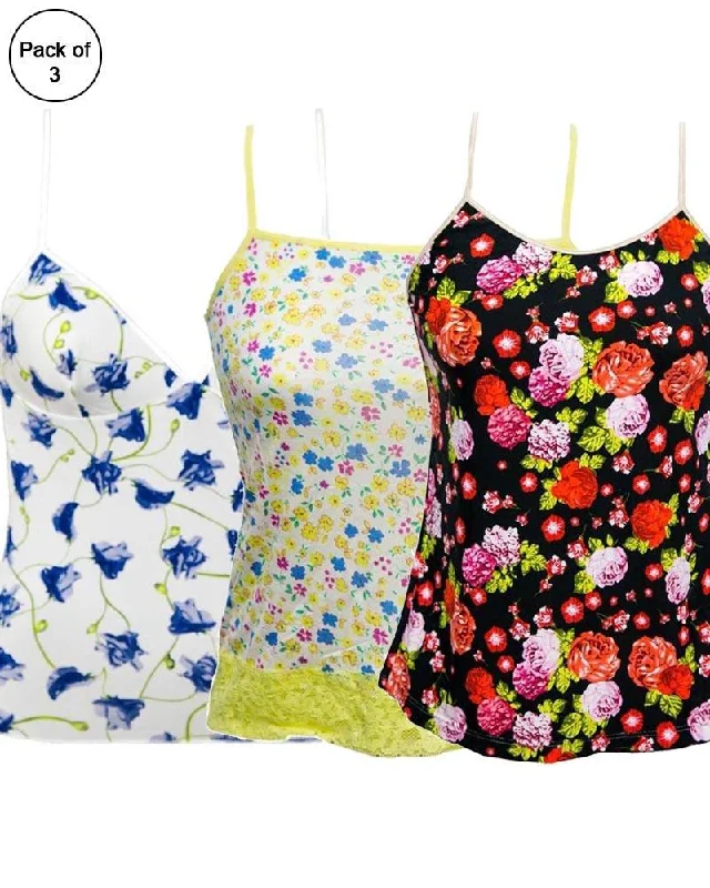 Pack of 3 Flowers Printed Fancy Casual Wear Camisole