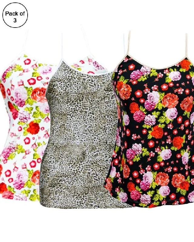 Pack of 3 Flowers Printed Fancy Casual Wear Camisole