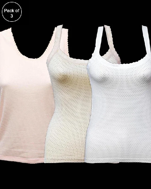 Pack of 3 Teen Age Camisole For Ladies - Mix Colors