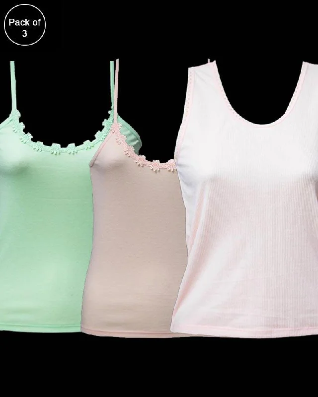 Pack of 3 Teen Age Camisole For Ladies - Mix Colors