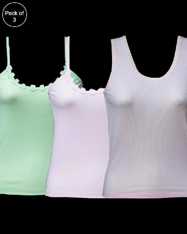 Pack of 3 Teen Age Camisole For Ladies - Mix Colors