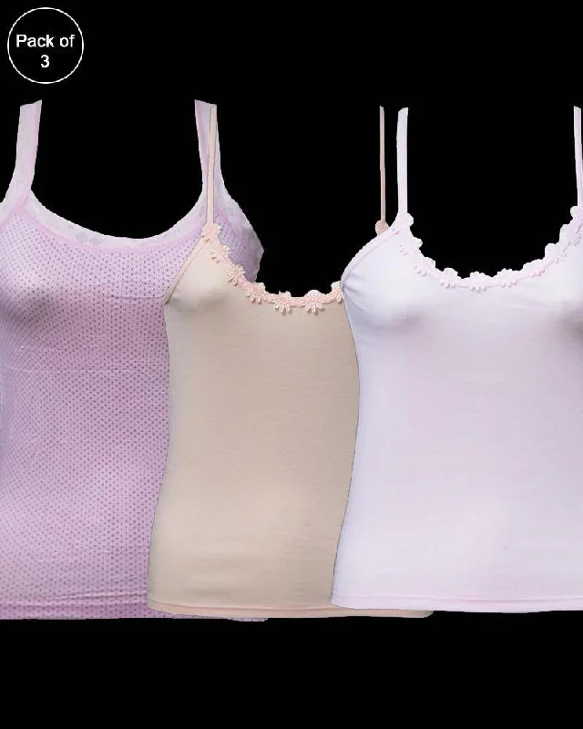 Pack of 3 Teen Age Camisole For Ladies - Mix Colors