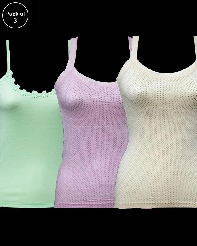 Pack of 3 Teen Age Camisole For Ladies - Mix Colors