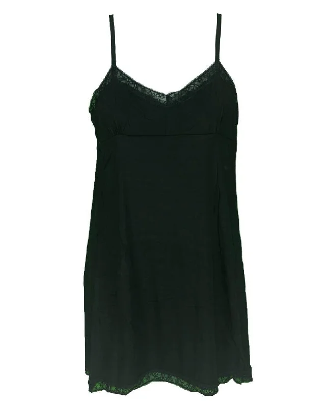 Premium Camisole Stretch Basic With Padded Lace - Long Layering Camisole - Adjustable Straps - Black Color - 6377