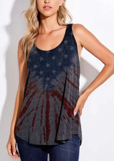 Distressed American Flag Graphic Racerback Tank Made in USA