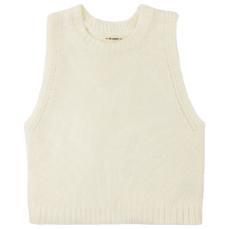 Cream Cropped Knit Tank Top