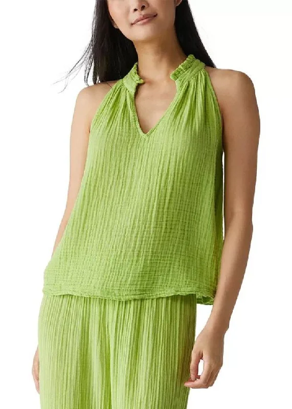 Michael Stars Viola Split Neck Tank- Lettuce