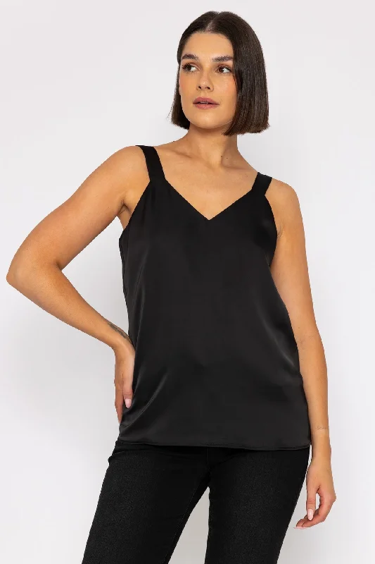 Sleeveless Silky Cami Top in Black