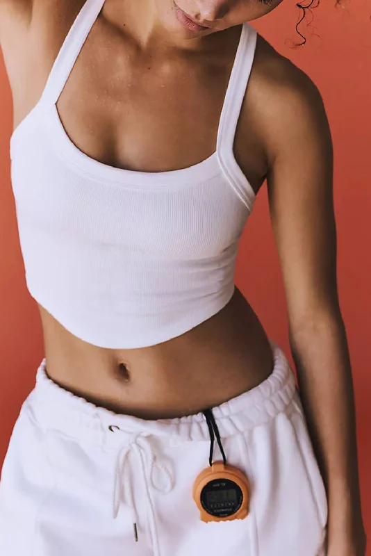 White Athletic Ribbed Cropped Cami Top