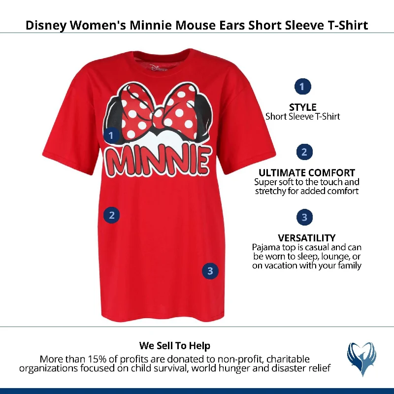 Jerry Leigh Women's Disney Minnie Mouse Ears Short Sleeve T-Shirt