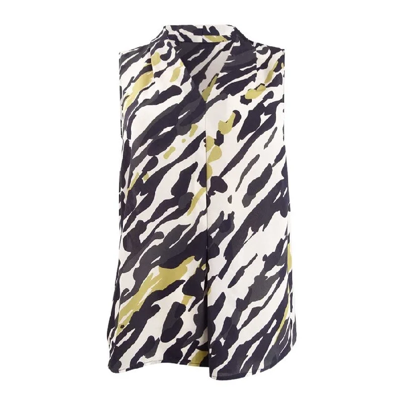 Bar III Women’s Abstract Animal-Print V-Neck Blouse