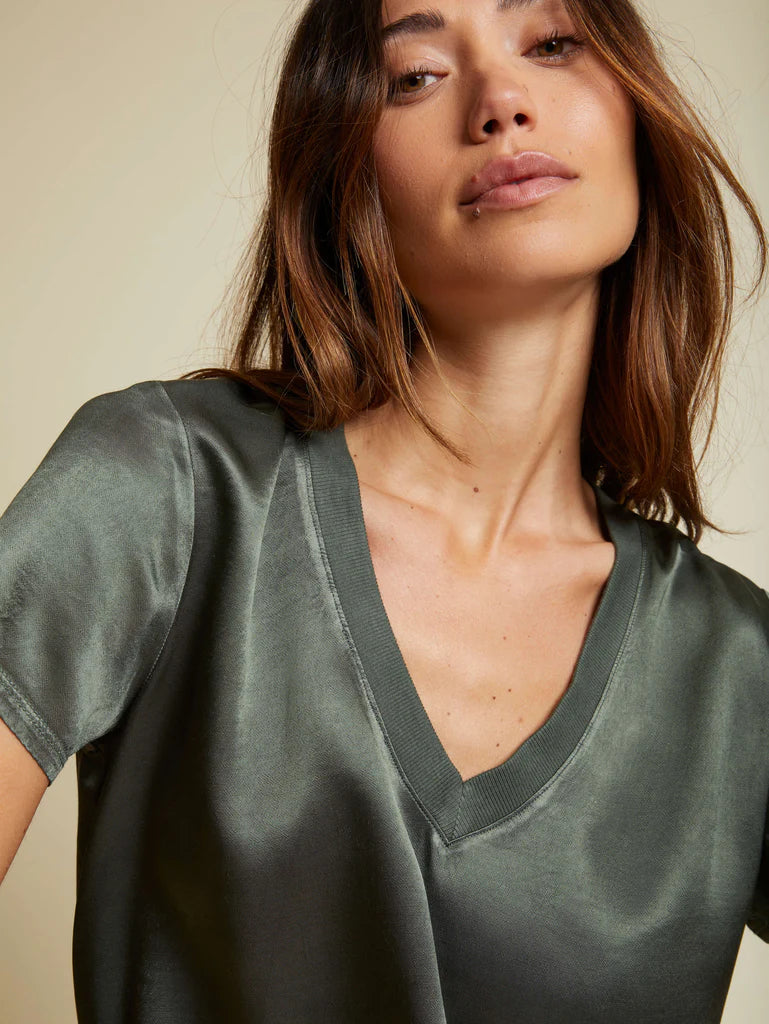 June Satin V Neck Top