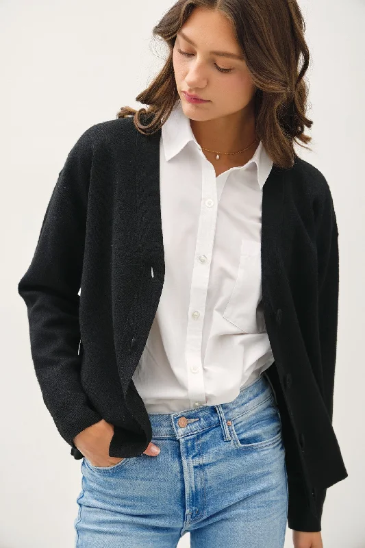 V-NECK FINE KNIT CARDIGAN