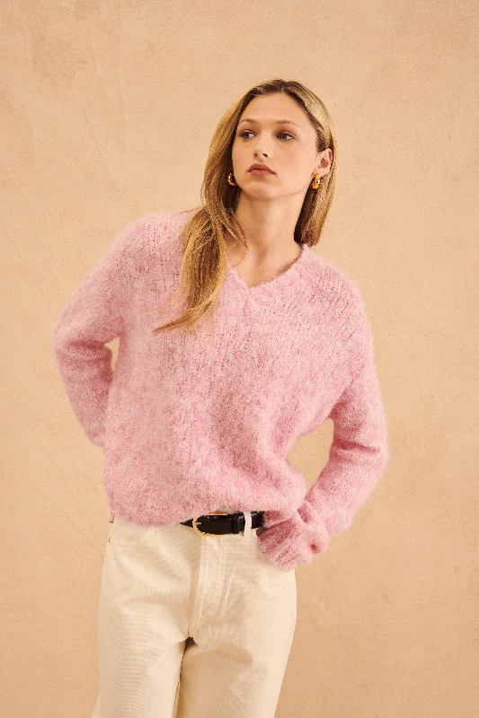 HARLAN FUZZY V-NECK SWEATER