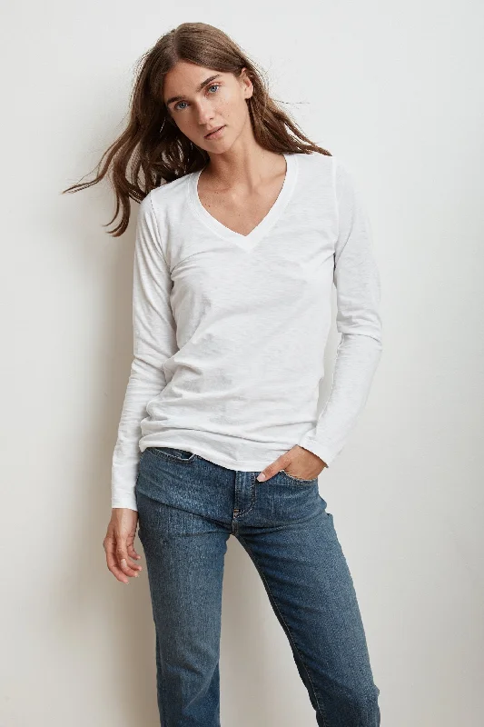 BRIDGET CITY SLUB V-NECK LONG SLEEVE TEE