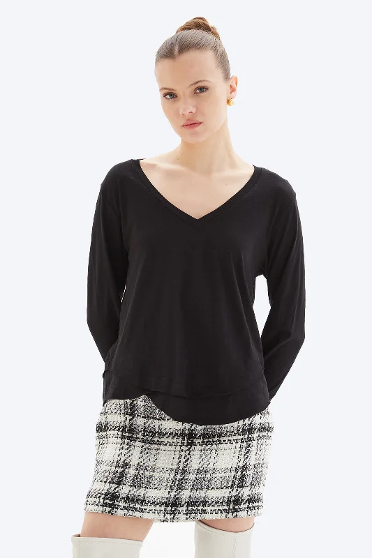 AVA V-NECK MOCK LAYER LONG SLEEVE TEE