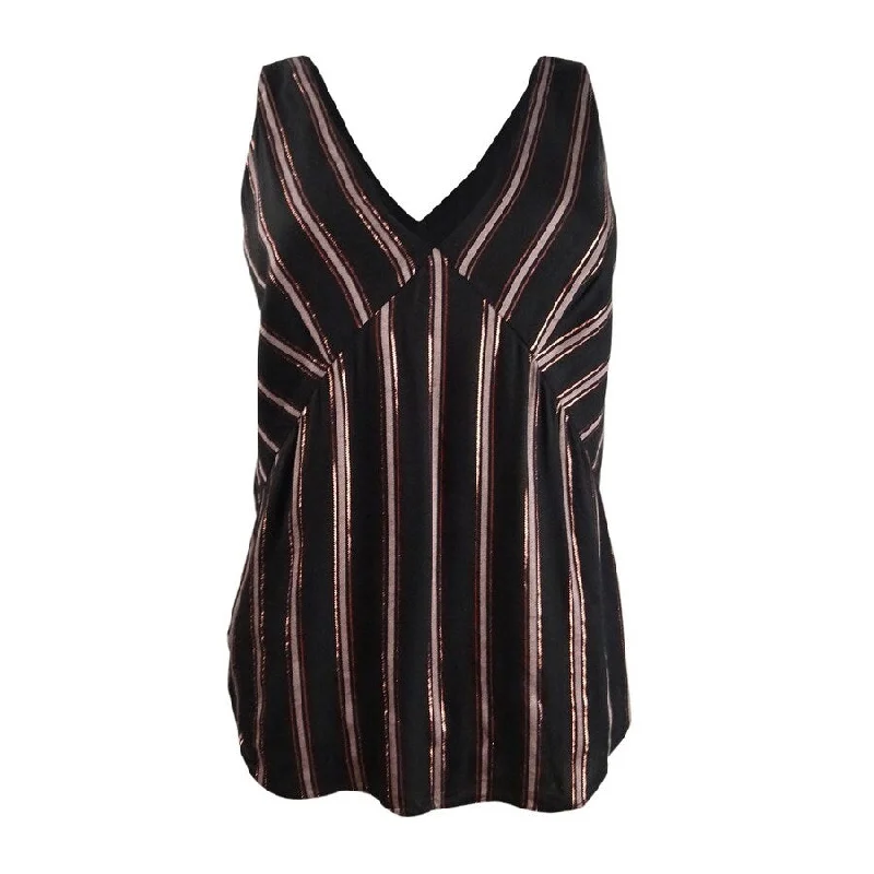 Rachel Rachel Roy Women's Violene Striped V-Neck Top (S, Black Rose Combo)