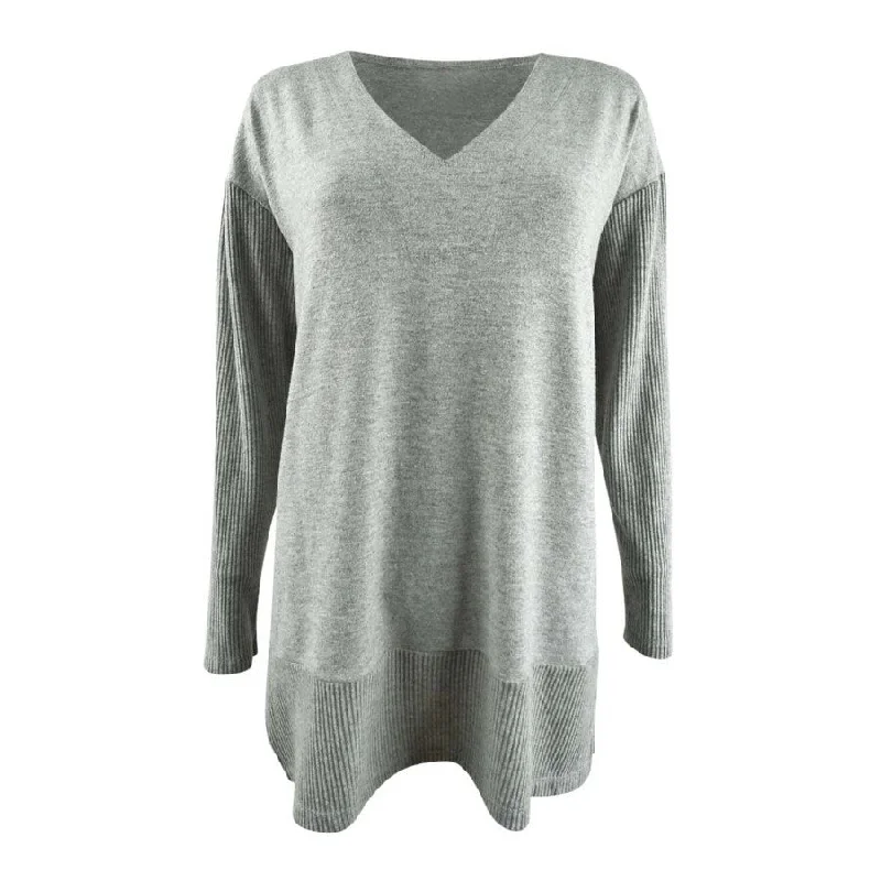 Vince Camuto Women's V-Neck Drop-Shoulder Tunic (S, Silver Heather)