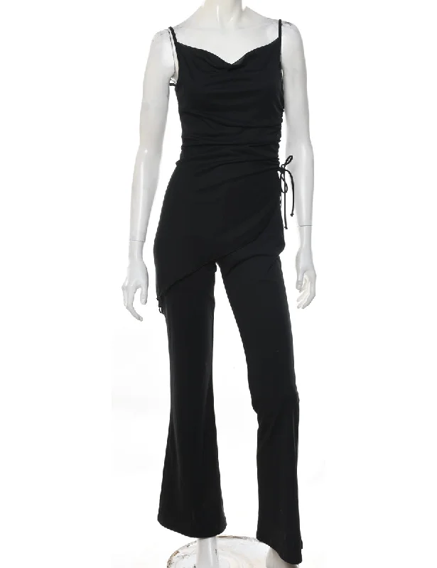 Black 1990s Strappy Ruched Jumpsuit - S