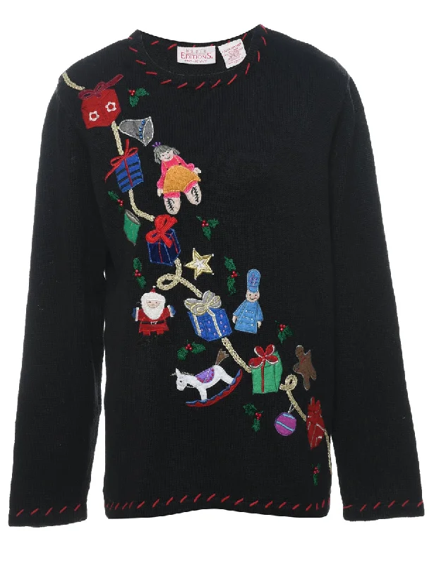 Black Christmas Jumper - L