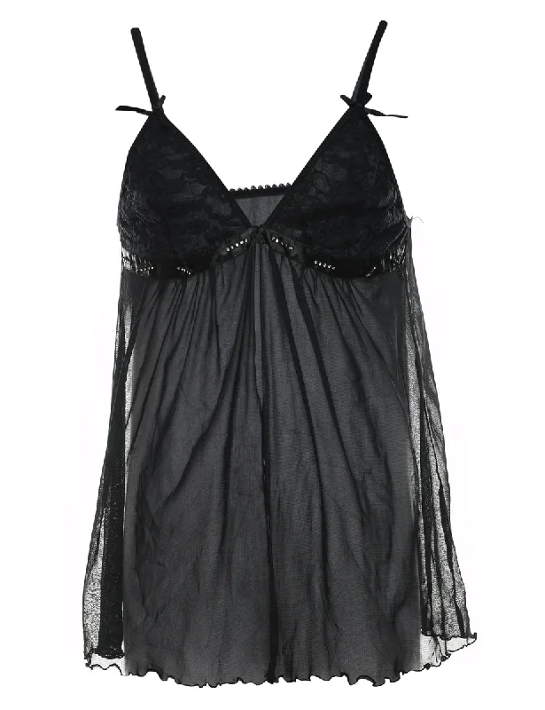 Black Classic Lace Babydoll - S