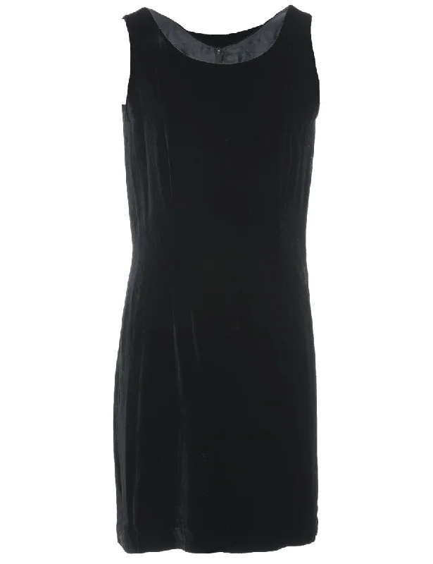 Black Classic Velvet Evening Dress - M