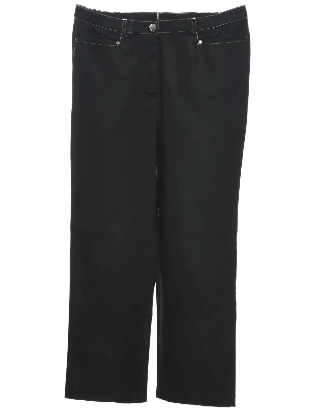 Black Contrast Stitch Trousers - W32 L27