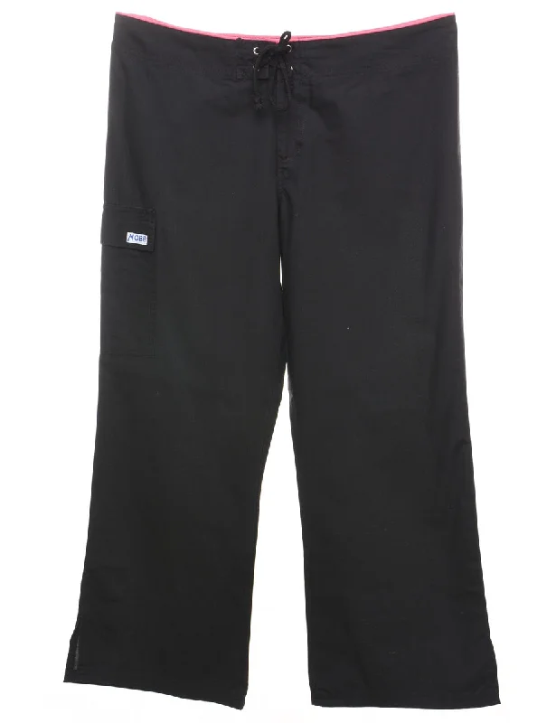 Black Cropped Y2K Cargo Trousers - W36 L29