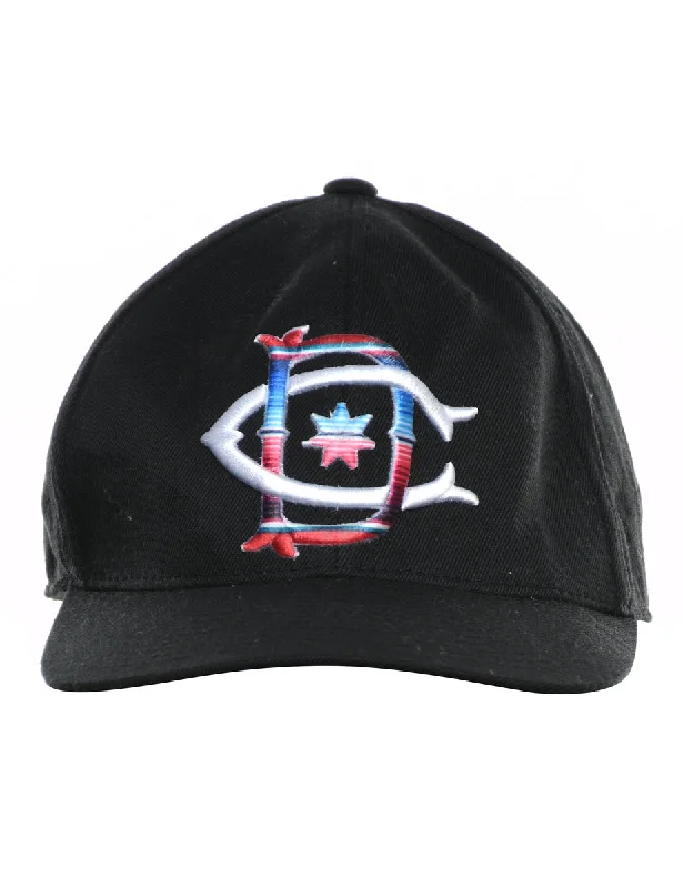 Black Embroidered Sporty Cap - XS