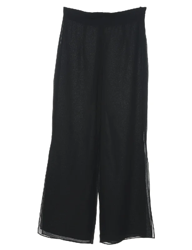 Black Flared Leg Wide Leg Trousers - W28 L29