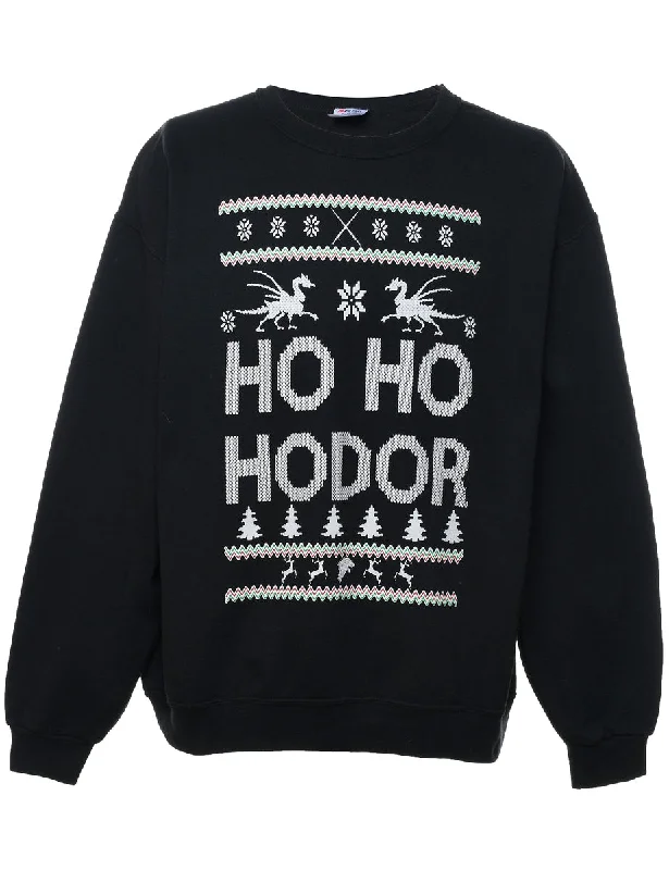 Black Game Of Throne Design Christmas Sweatshirt - XL