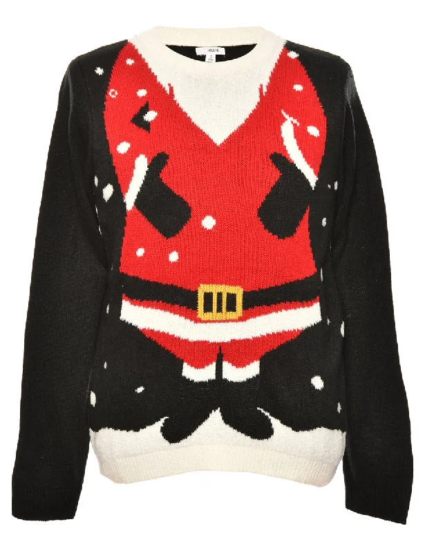 Black & Red Santa Claus Design Jumper - M