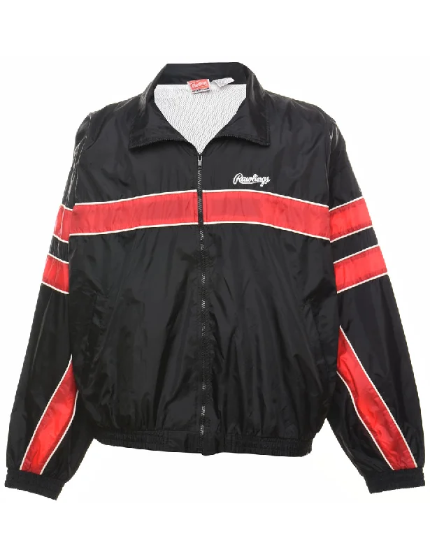 Black & Red Zip-Front Nylon Jacket - XL