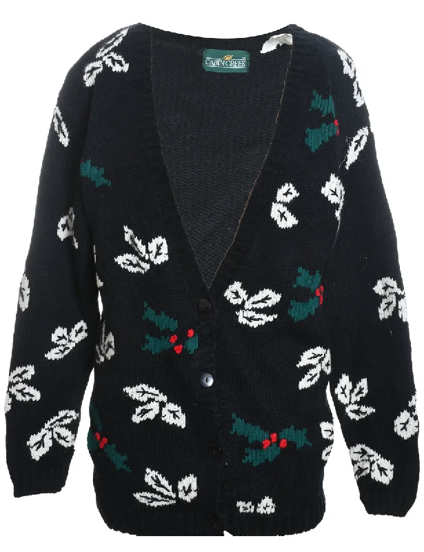 Black & White Christmas Cardigan  - M