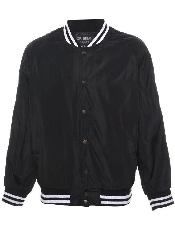 Black & White Contrast Bomber Jacket - L