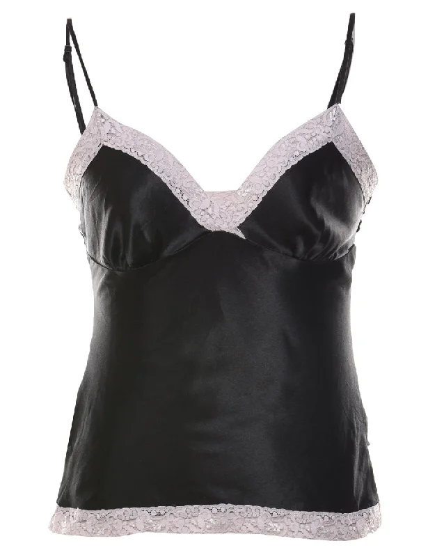 Black & White Lace Trim Camisole - M