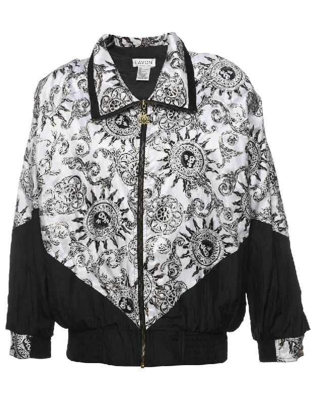 Black & White Patterned Nylon Jacket - L