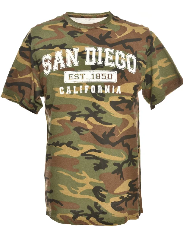 Camouflage Print Printed T-shirt - L