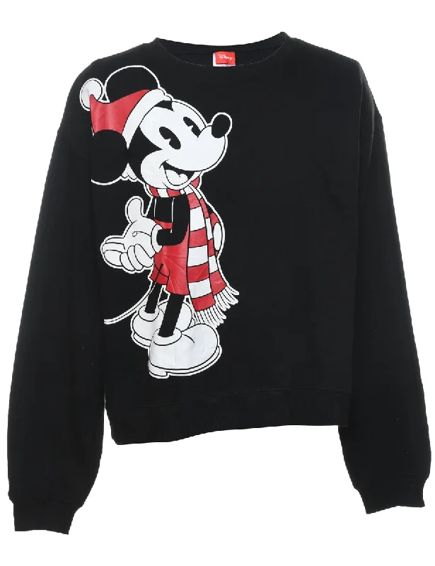 Cartoon Print Mickey Mouse Christmas Sweatshirt - XL