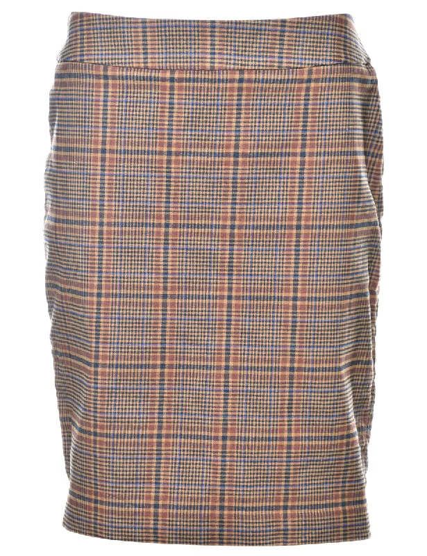 Checked Pattern Midi Skirt - M