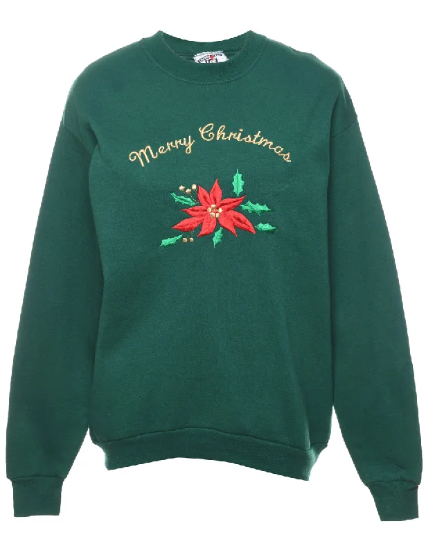 Dark Green Christmas Sweatshirt - M