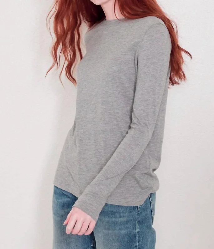 Julianne Long Sleeve Top In Grey