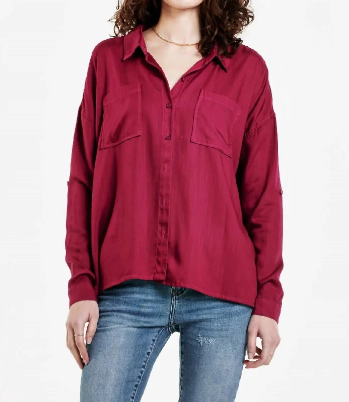 Arianna Long Sleeve Top In Purple Potion